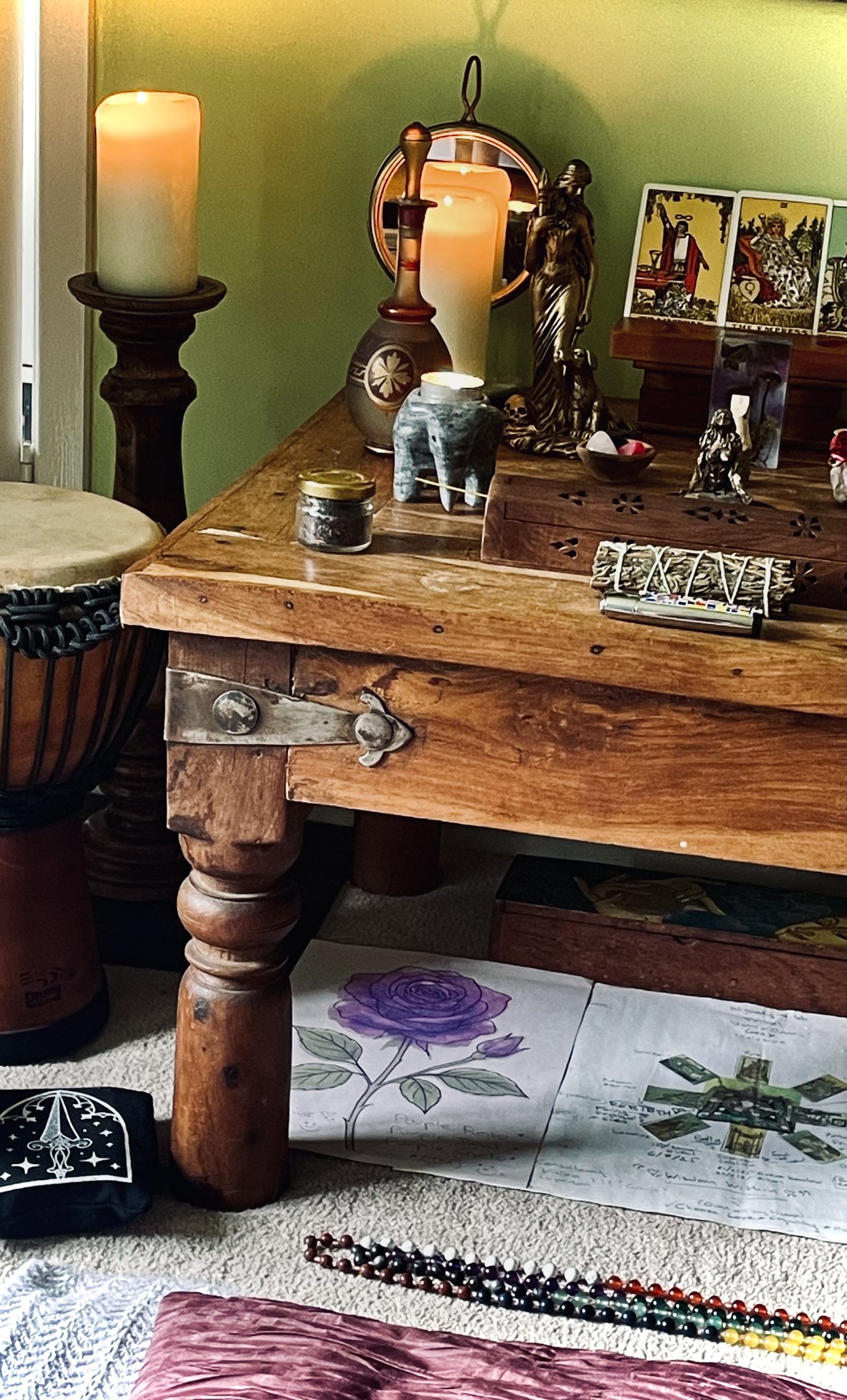 Altar manifesting purple rose